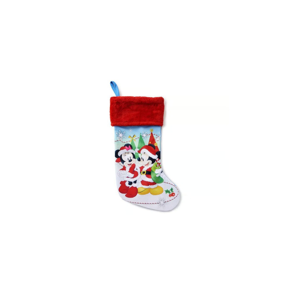 Disney Mickey and Minnie Candy Cane Rope 15.5" Satin Christmas Stocking by RUZ - Picture 2 of 3